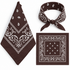 Coffee 100% cotton paisley bandana head scarf on a white background.