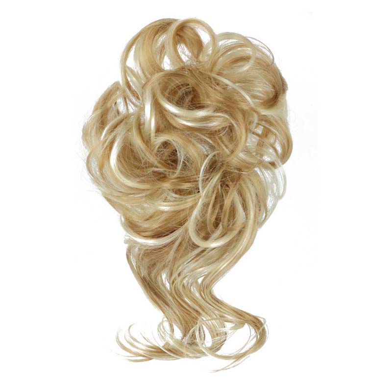 HONEY BLONDE 20CM SYNTHETIC HAIR BUN EXTENSIONS MESSY CURLY SCRUNCHIES
