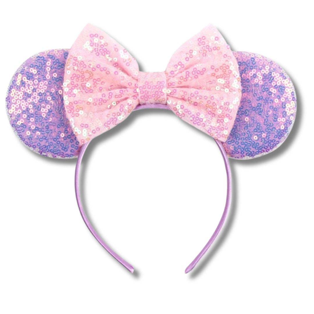 Lavender & Pink Sequin Ears Headband with Bow