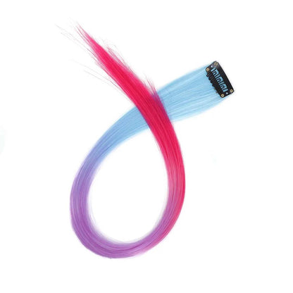 LIGHT BLUE &amp; LILAC &amp; ROSE CLIP-IN HAIR EXTENSION TWO-TONE STREAK HIGHLIGHT