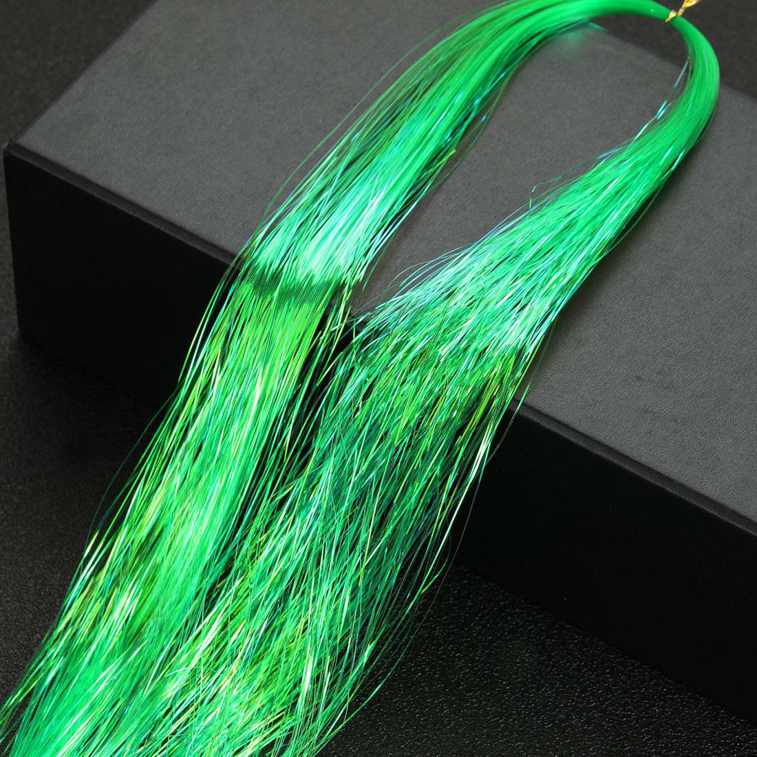 TRANSPARENT GREEN SYNTHETIC HAIR TINSEL SPARKLE HOLOGRAPHIC HAIR HIGHLIGHT