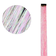 TRANSPARENT PINK CLIP IN HAIR EXTENSIONS LONG SYNTHETIC COLORED HIGHLIGHTS