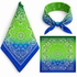 Green and Blue 100% cotton paisley bandana head scarf on a white background.