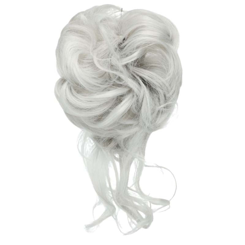 ICY GREY 20CM SYNTHETIC HAIR BUN EXTENSIONS MESSY CURLY SCRUNCHIES