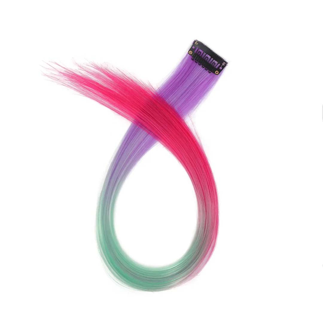 COLOURFUL CLIP-IN HAIR EXTENSIONS RAINBOW STREAKS FOR INSTANT HIGHLIGHTS