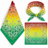 Yellow and Green 100% cotton paisley bandana head scarf on a white background.