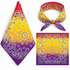 Yellow and Purple 100% cotton paisley bandana head scarf on a white background.