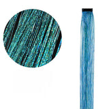 TRANSPARENT BLUE CLIP IN HAIR EXTENSIONS LONG SYNTHETIC COLORED HIGHLIGHTS