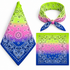 Yellow and Blue 100% cotton paisley bandana head scarf on a white background.