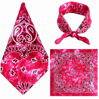 Gradient Rose 100% cotton paisley bandana head scarf on a white background.