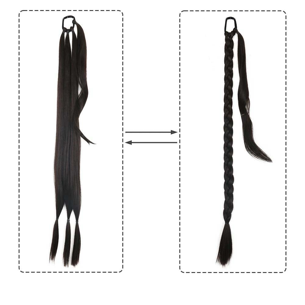 DARK BROWN 85CM LONG SYNTHETIC BRAIDED PONYTAIL EXTENSION