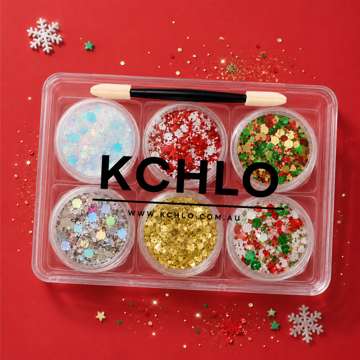 CHRISTMAS HAIR, FACE &amp; BODY GLITTER GEL 6 COLORS