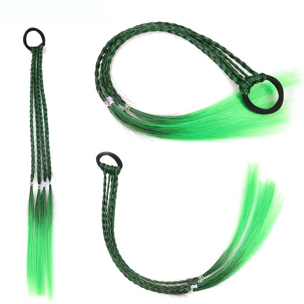 BLACK &amp; GREEN 50CM CRAZY HAIR DAY COLORED BRAIDS HAIR EXTENSIONS