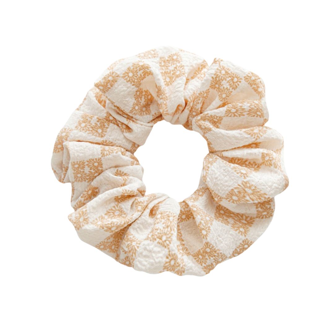 10CM ORANGE FLORAL CHIFFON SCRUNCHIES