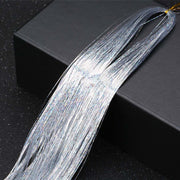 SILVER SYNTHETIC HAIR TINSEL SPARKLE HOLOGRAPHIC HAIR HIGHLIGHT