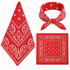 Red 100% cotton paisley bandana head scarf on a white background.