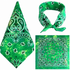 Gradient Green 100% cotton paisley bandana head scarf on a white background.