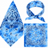 Gradient Light Blue 100% cotton paisley bandana head scarf on a white background.