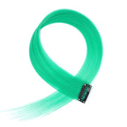 Green Clip On Coloured Hair Extension Colorful Highlights