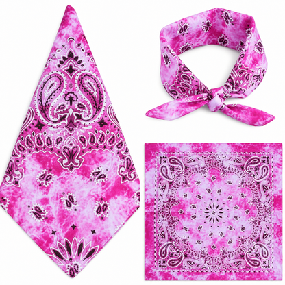 Gradient Light Rose 100% cotton paisley bandana head scarf on a white background.