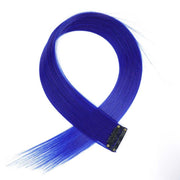 Blue Clip On Coloured Hair Extension Colorful Highlights