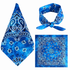 Gradient Blue 100% cotton paisley bandana head scarf on a white background.