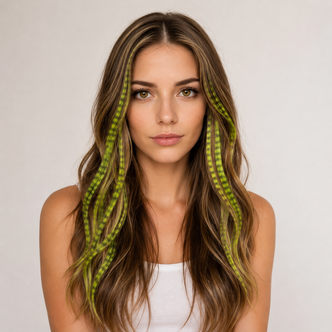 YELLOW CLIP IN FEATHER HAIR EXTENSIONS COLORFUL SYNTHETIC HIGHLIGHTS