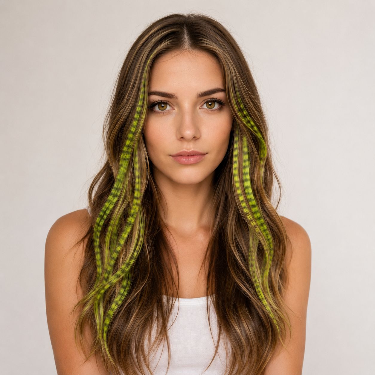YELLOW CLIP IN FEATHER HAIR EXTENSIONS COLORFUL SYNTHETIC HIGHLIGHTS