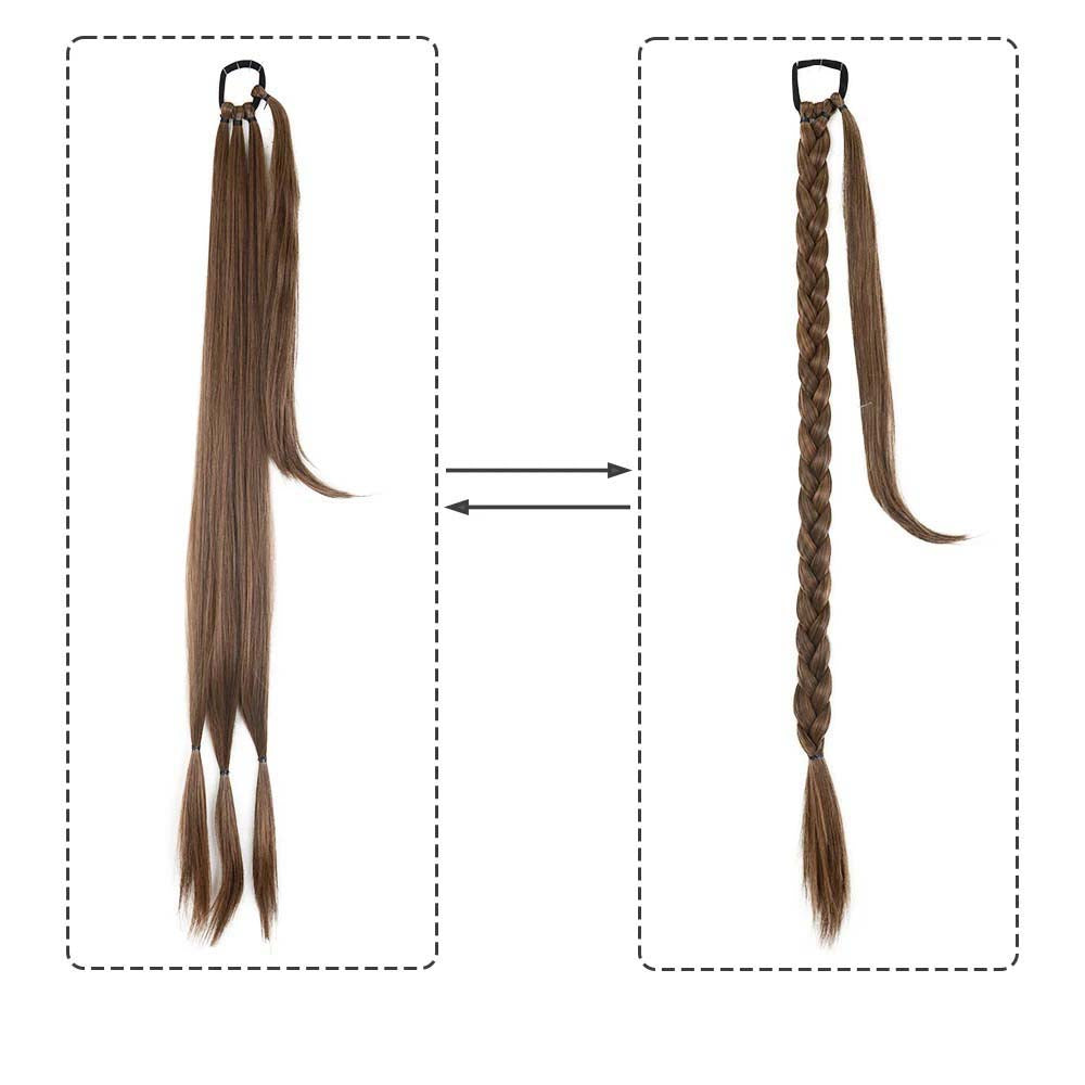 LIGHT BROWN 85CM LONG SYNTHETIC BRAIDED PONYTAIL EXTENSION