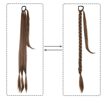 LIGHT BROWN 85CM LONG SYNTHETIC BRAIDED PONYTAIL EXTENSION