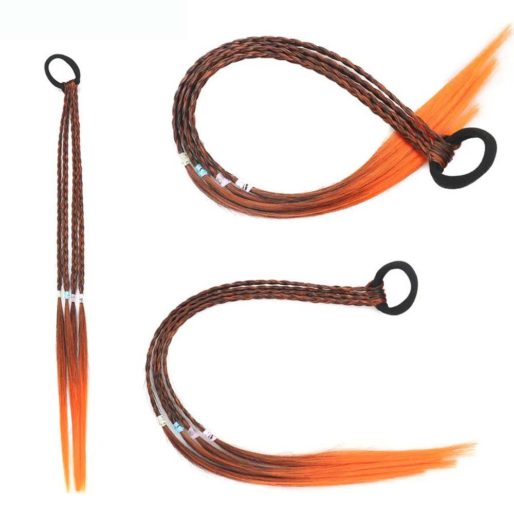 BLACK & ORANGE 50CM CRAZY HAIR DAY COLORED BRAIDS HAIR EXTENSIONS