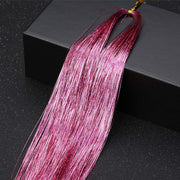 PINK SYNTHETIC HAIR TINSEL SPARKLE HOLOGRAPHIC HAIR HIGHLIGHT