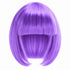 Purple straight bob wig with full fringe and curved-in ends on a white background.