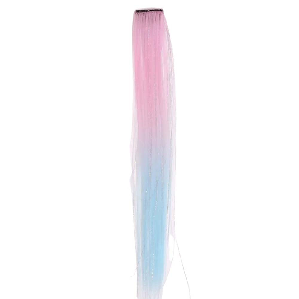 PINK &amp; SKY BLUE 40CM TINSEL CLIP IN HAIR EXTENSIONS HAIR HIGHLIGHTS
