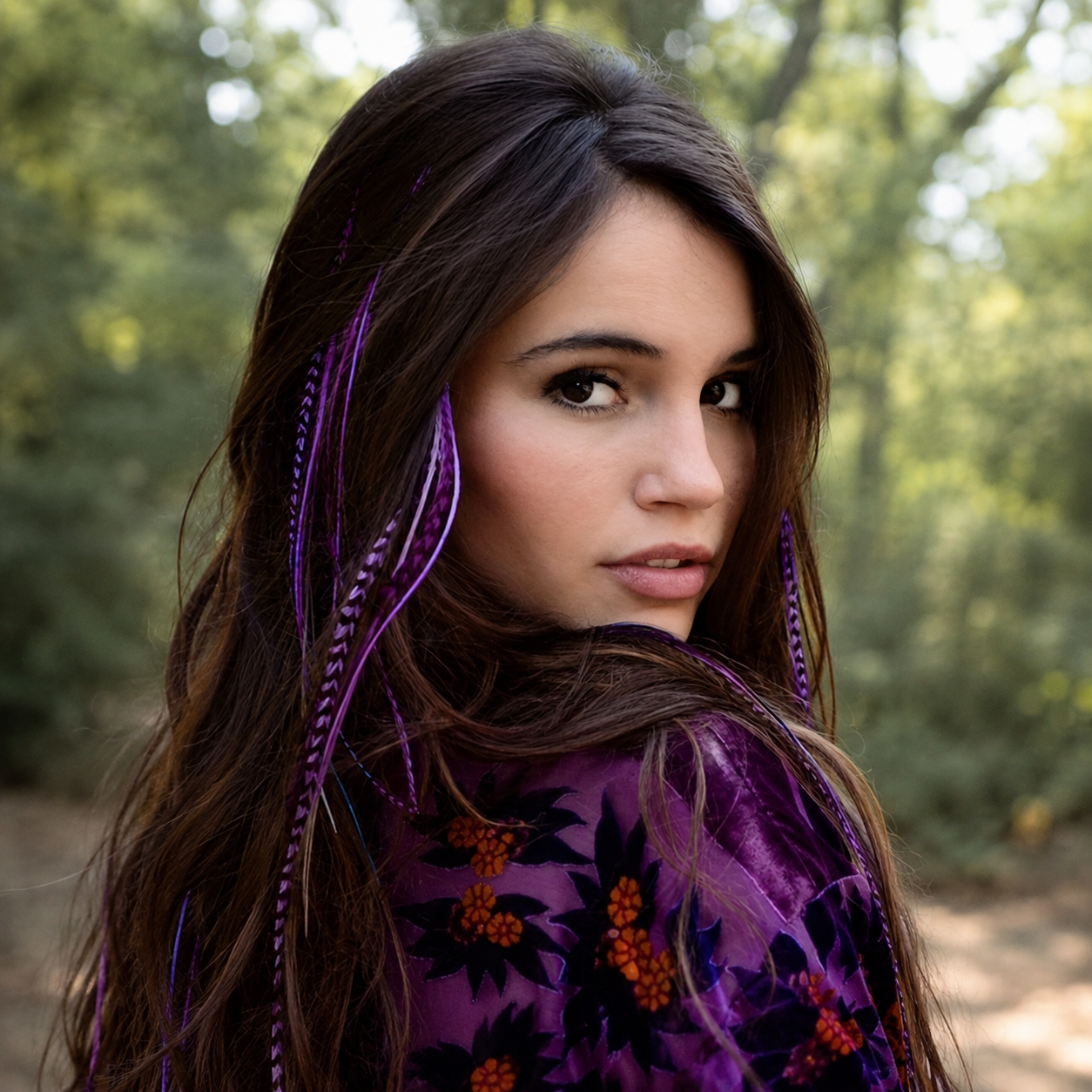 PURPLE CLIP IN FEATHER HAIR EXTENSIONS COLORFUL SYNTHETIC HIGHLIGHTS