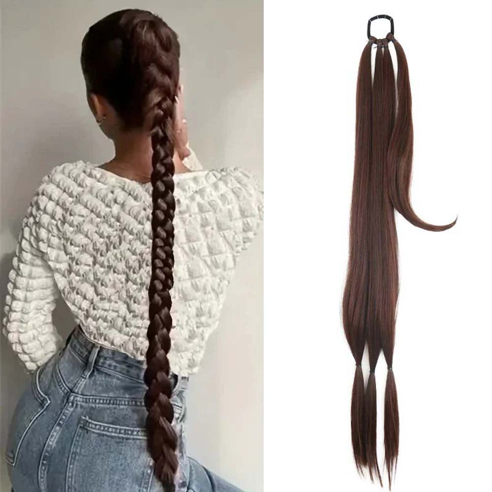 REDDISH BROWN 85CM LONG SYNTHETIC BRAIDED PONYTAIL EXTENSION