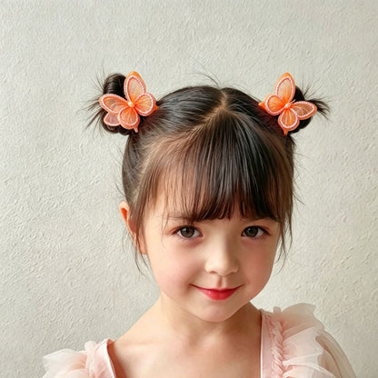 2PCS KIDS BUTTERFLY HAIR TIES COLOURFUL ELASTIC PONYTAIL HOLDERS CUTE GIRLS HAIR ACCESSORIES