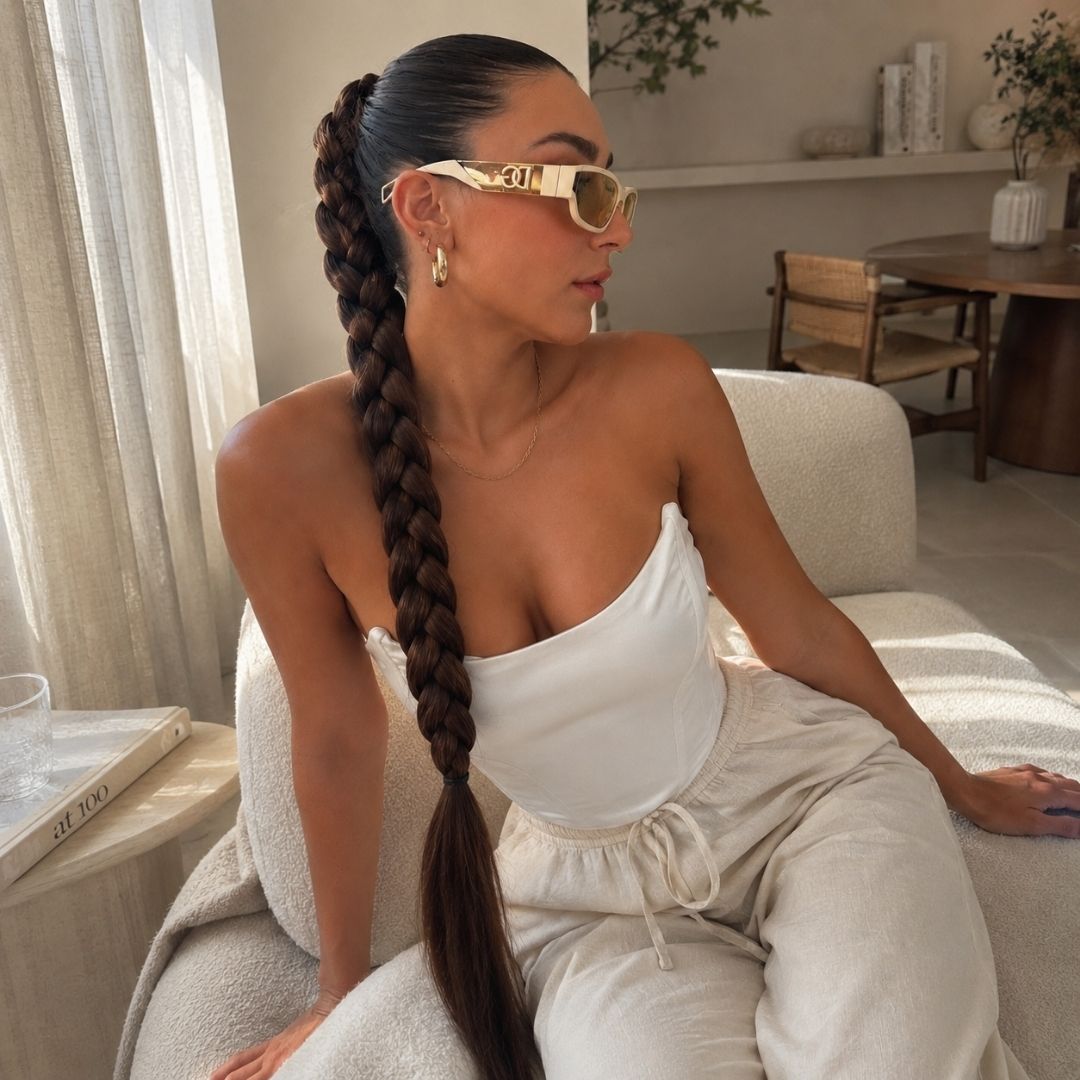 CHOCOLATE BROWN 85CM LONG SYNTHETIC BRAIDED PONYTAIL EXTENSION