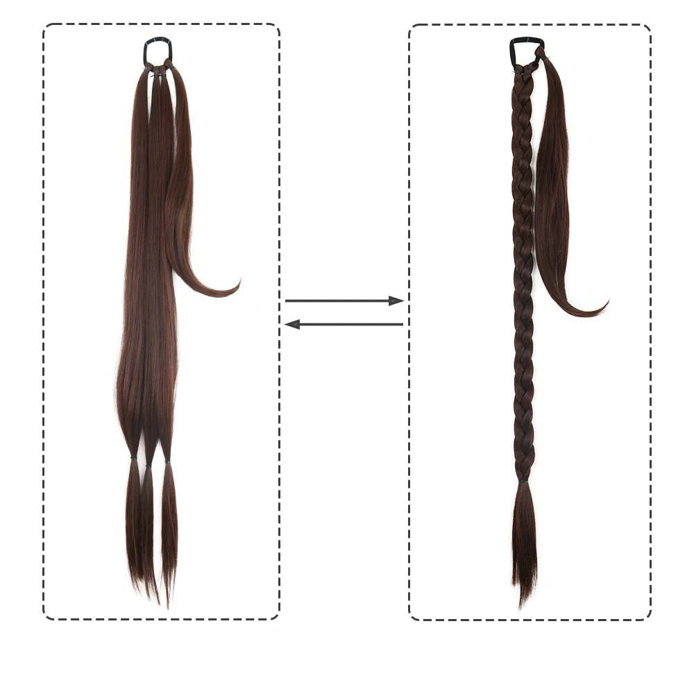 REDDISH BROWN 85CM LONG SYNTHETIC BRAIDED PONYTAIL EXTENSION