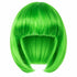 Green straight bob wig with full fringe and curved-in ends on a white background.