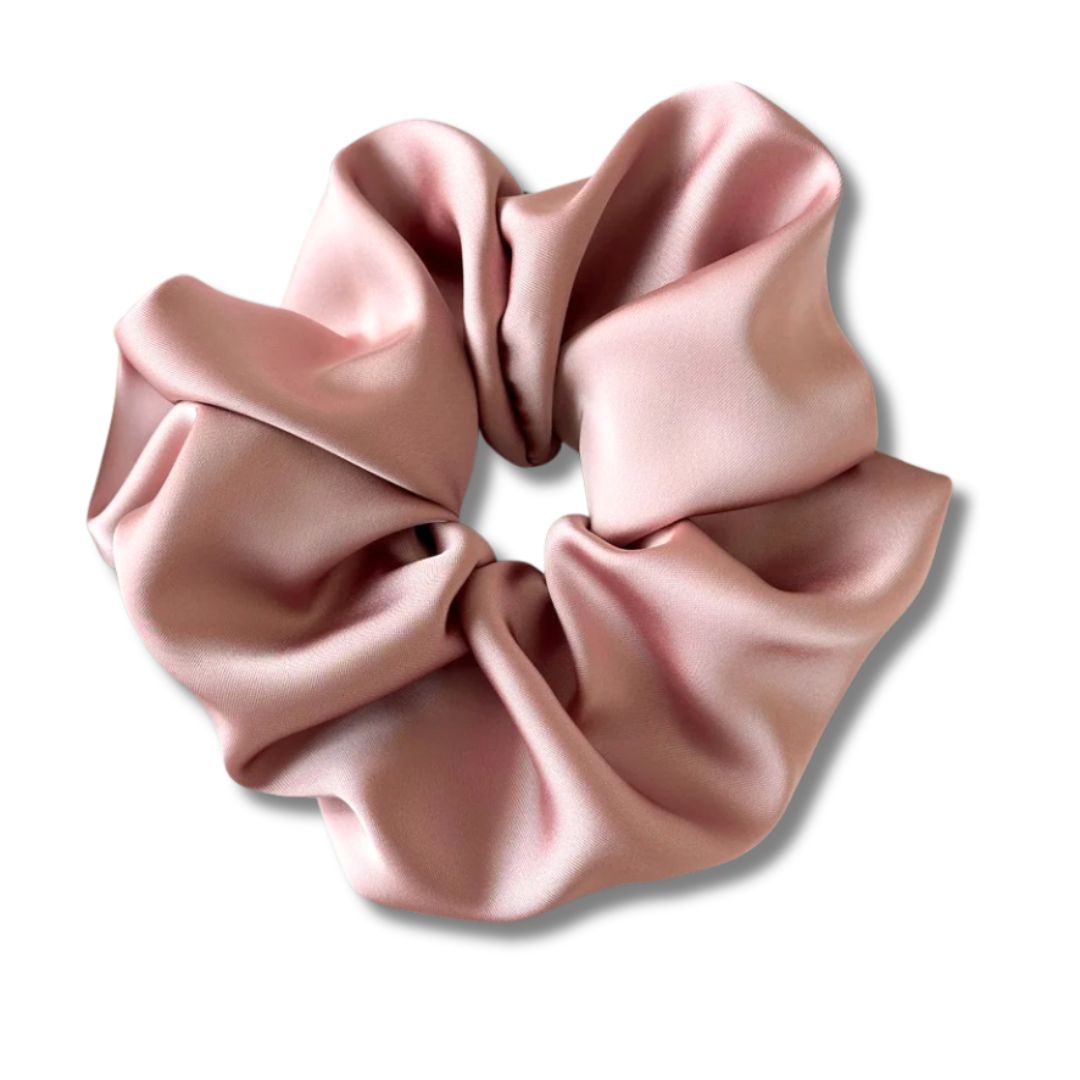 18CM PINK OVERSIZE LARGE SCRUNCHIES SILK SATIN ELASTIC HAIR ROPE PONYTAIL TIE