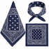 Navy Blue 100% cotton paisley bandana head scarf on a white background.