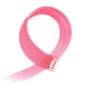 Pink Clip On Coloured Hair Extension Colorful Highlights