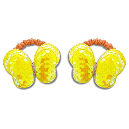 2PCS KIDS SEQUIN BUTTERFLY HAIR TIES COLOURFUL ELASTIC PONYTAIL HOLDERS FOR GIRLS