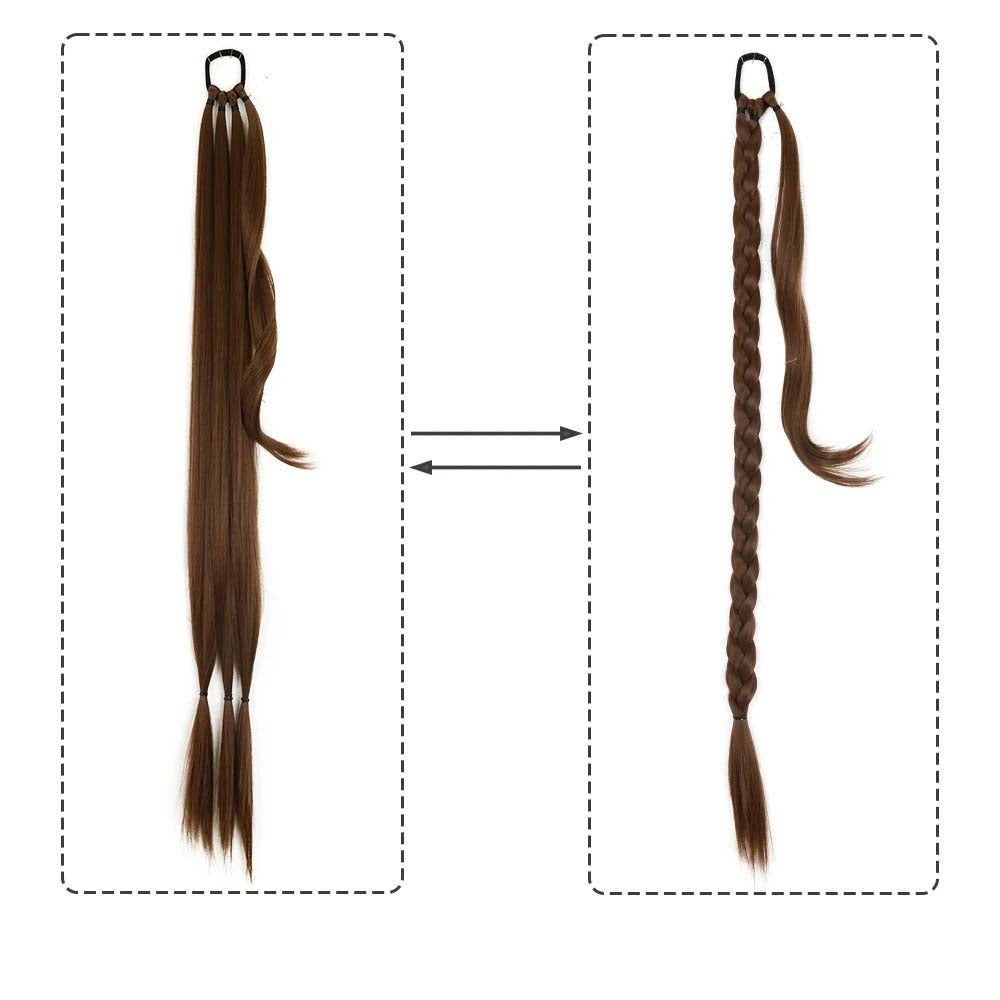 GOLDEN BROWN 85CM LONG SYNTHETIC BRAIDED PONYTAIL EXTENSION
