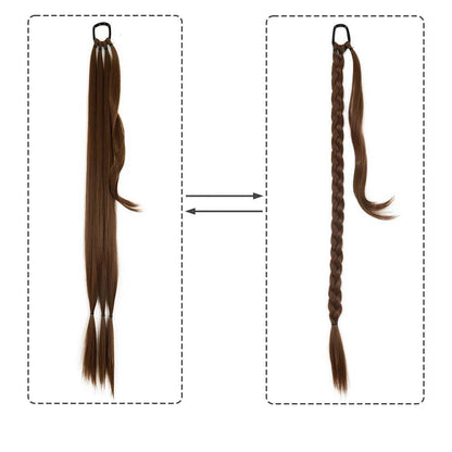 GOLDEN BROWN 85CM LONG SYNTHETIC BRAIDED PONYTAIL EXTENSION
