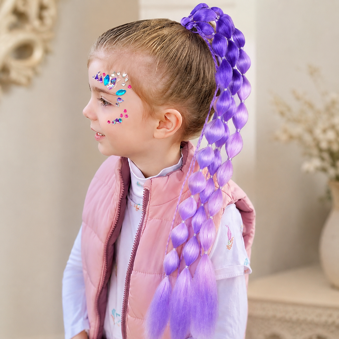 PURPLE &amp; LILAC BUBBLE BRAID HAIR EXTENSIONS 22" | FESTIVAL &amp; RAVE HAIR