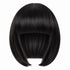 Black straight bob wig with full fringe and curved-in ends on a white background.