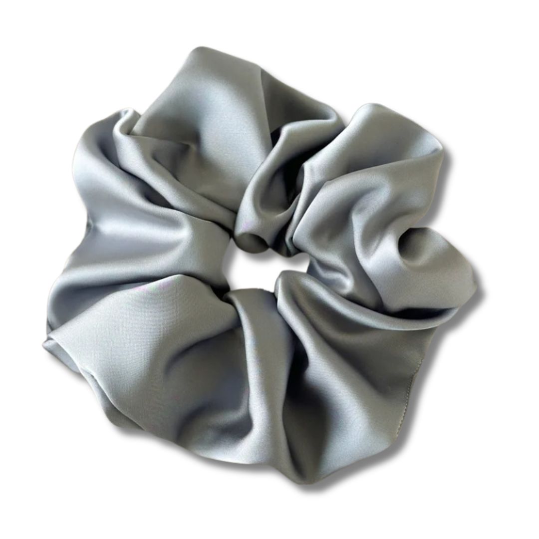 18CM GRAY OVERSIZE LARGE SCRUNCHIES SILK SATIN ELASTIC HAIR ROPE PONYTAIL TIE