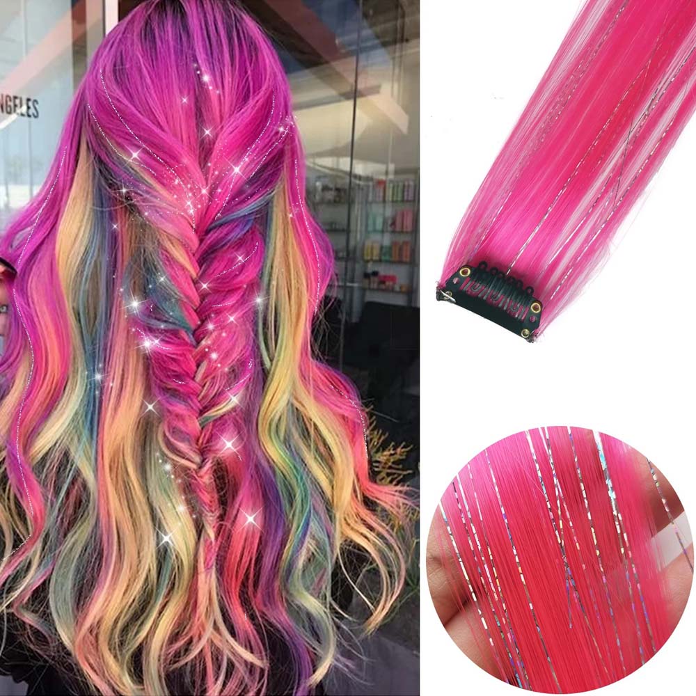 40CM TINSEL CLIP IN HAIR EXTENSIONS HAIR HIGHLIGHTS